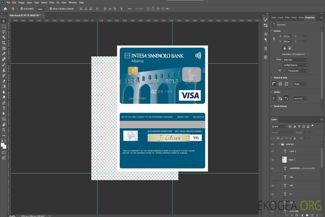 Carte visa Albanie Intesa Sanpaolo Bank template Carte visa Albanie Intesa Sanpaolo Bank template